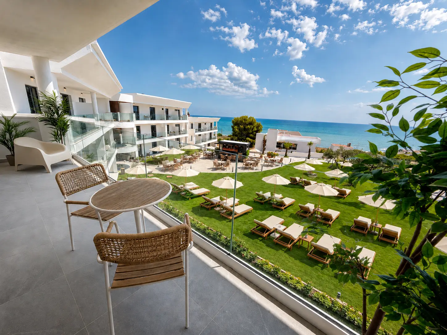 Terraza del apartamento familiar con vistas al mar