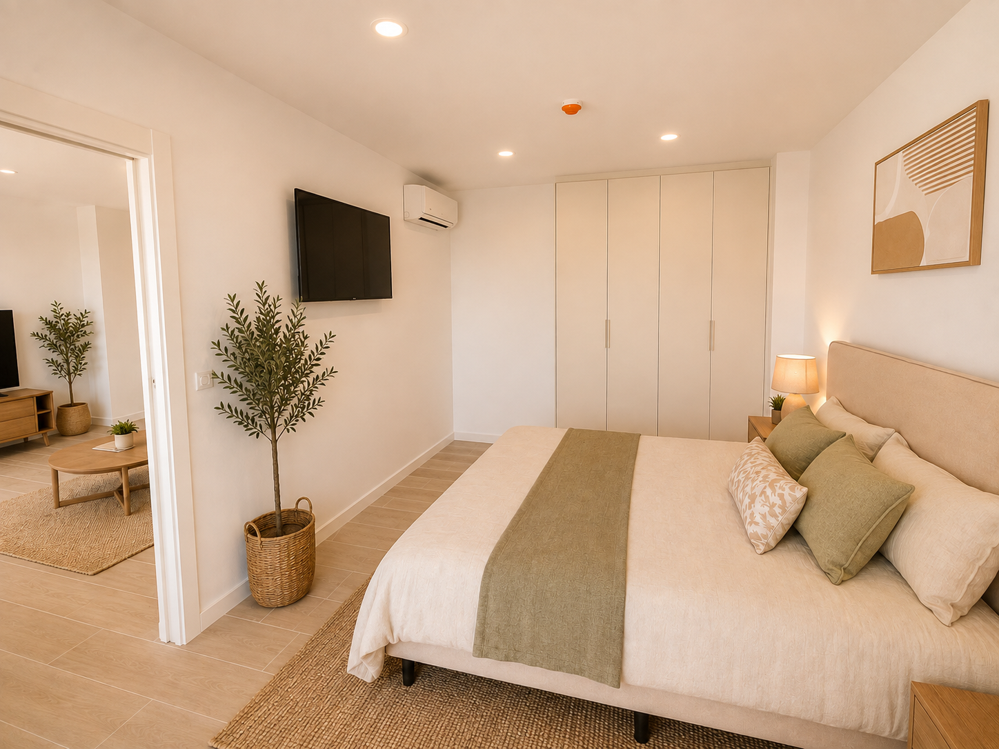 Dormitorio principal con armarios y terraza
